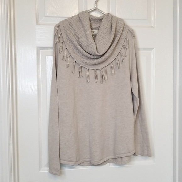 Style & Co. Sweaters - Style And Co Womens Gray Long Sleeve Fringe Sweater Size Large